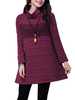 Casual Patchwork Turtleneck Long Sleeve Cotton Mini Dress For Women