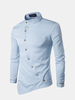 Casual Personality Embroidery Oblique Irregularity Buttons Long Sleeve Dress Shirts for Men
