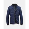 Casual Personality Mosaic Chest Sleeve Leather Stickers Stand Collar Bomber Jacket For Men