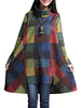 Casual Plaid Asymmetric Hem Loose Turtleneck Dress