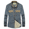 Casual Plaid Dress Shirt Vintage Double Pockets Long Sleeve Shirt For Men