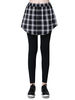 Casual Plaid Elastic Waist Fake Two-piece Culottes Pants For Women