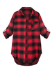 Casual Plaid Letter Printed Long Sleeve Lapel Loose Women Blouse