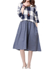 Casual Plaid Patchwork Half Sleeve A-line Dress For Women