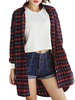 Casual Plaid Printed Loose Long Sleeve Lapel Women Blouse