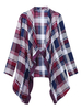 Casual Plaid Printed Tassel Irregular Hem Women Cardigan