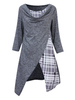 Casual Plaid Stitching Pile Collar Long Sleeve Women Dresses