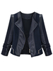 Casual Plus Size Black PU Patchwork Long Sleeve Zipper Jacket