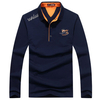 Casual Plus Size Loose Thick Turn-Down Collar Long Sleeve Polo T-Shirt For Men