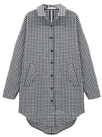 Casual Plus Size Plaid Printed Bow Lapel Women Blouse