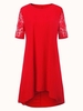 Casual Plus Size Pure Color Lace Patchwork High Low Dress For Women