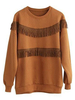Casual Plus Size Tassel Solid Long Sleeve Round Neck Pullover Sweatshirt