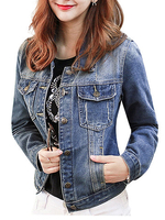 Casual Pocket Long Sleeve Denim Slim Jacket