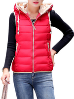 Casual Pocket Thick Slim Hood Sleeveless Padded Coat