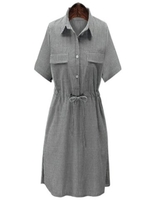 Casual Preppy Style Stripe Tunic Mini Dress