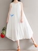 Casual Print Loose Irregular Sleeveless O-neck Dress For Women