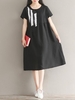 Casual Print Loose Short Sleeve O-neck Dress For Women