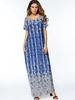 Casual Print Loose Short Sleeve O-neck Maxi Dress For Women