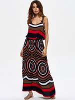 Casual Print Loose Sleeveless O-neck Maxi Dress For Women