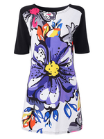 Casual Print O-neck Half Sleeve Mini Dress For Women