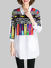 Casual Printed Lapel Pocket Zipper Shirt For Women