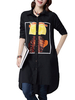Casual Printed Long Sleeve Lapel High Low Long Women Blouse