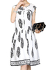Casual Printed O-Neck Button Sleeveless Dress For Women