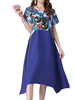 Casual Printed Patchwork O-neck Short Sleeve Irregular Dress For Women