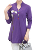 Casual Printed V Neck Button Long Sleeve Irregular Blouse For Women