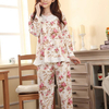 Casual Printing Long Sleeve Sleepwear Sets Round Neck Pajamas For Women