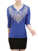 Casual Printing V Neck Long Sleeve Blouse For Women