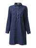 Casual Pure Color Button Pocket Lapel Mini Denim Dress For Women