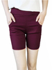 Casual Pure Color Elastic Waist Pocket Shorts For Women