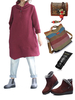 Casual Pure Color Heap Collar Long Sleeve Cotton Dress For Women