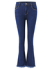 Casual Pure Color High Waist Pocket Tassels Trumpet Denim Pants For Women