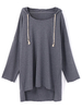Casual Pure Color Long Sleeve High Low Hoodie For Women