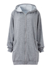 Casual Pure Color Long Sleeve Hooded Zipper Thicken Cotton Coat For Women