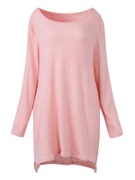 Casual Pure Color Long Sleeve Zipper Patchwork Knit High Low Dress Mini Dress