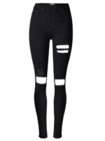 Casual Pure Color Mid-Waist Hole Skinny Ripped Pencil Pants For Women