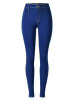 Casual Pure Color Mid-Waist Slim Denim Pencil Pants For Women