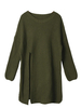 Casual Pure Color O-Neck Long Sleeve Split Long Sweater For Women