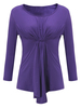 Casual Pure Color Ruffle O-Neck Long Sleeve Tops For Women