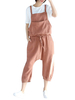 Casual Pure Color Strap Pocket Jumpsuits For Women