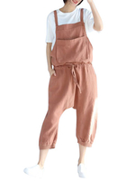 Casual Pure Color Strap Pocket Jumpsuits For Women