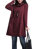 Casual Pure Color Turtleneck Pocket Cotton Mini Dress For Women