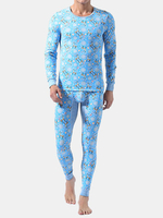 Casual Pure Cotton Deer Printing Slim Tight Fitting Warm Pajamas Sets for Men