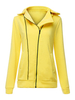 Casual Removable Hooded Solid Zipper Lapel Women Sweatshirt