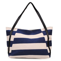 Casual Retro Striped Canvas Shoulder Bag