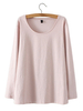 Casual Round Neck Pure Color Shirt For Women