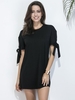 Casual Short Sleeve Tie O-neck Mini Dress For Women
